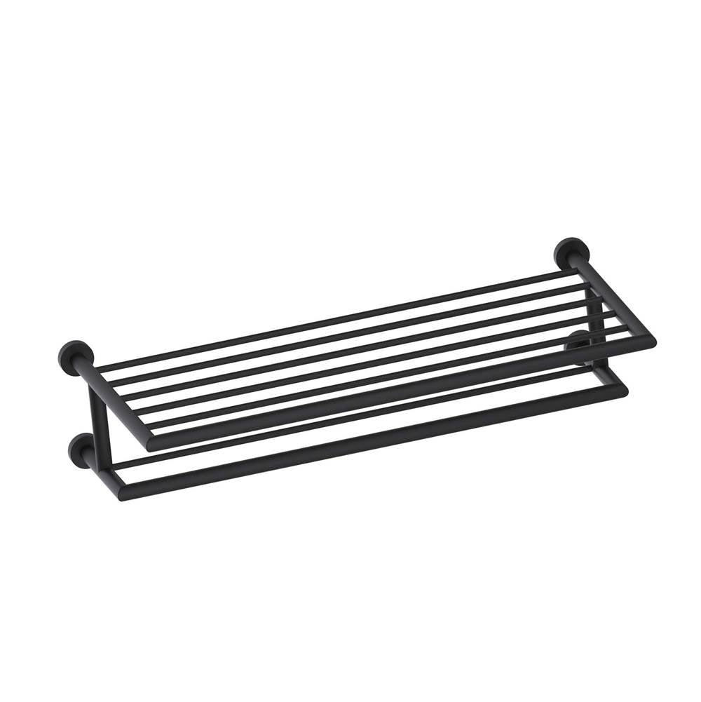 Kartners - OSLO -  24-inch Towel Shelf  with Double Bathroom Towel Bar-Matte Black - Matte Black