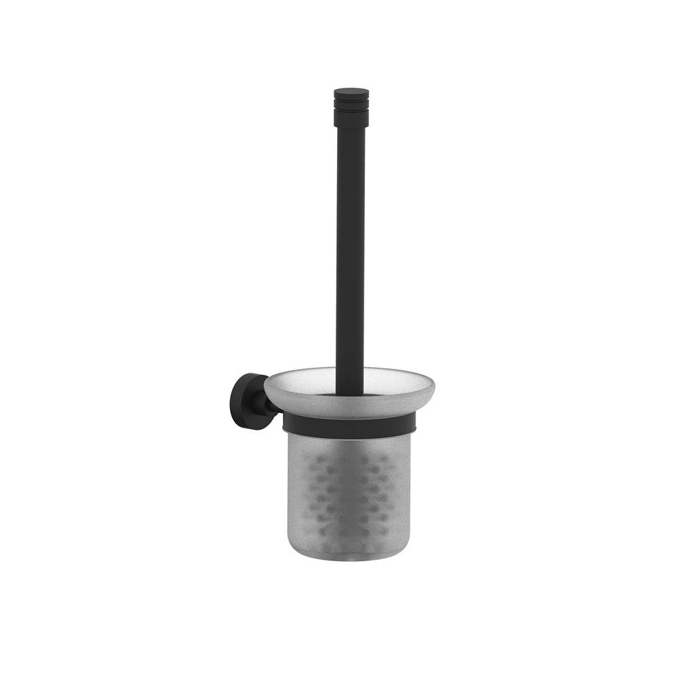 Kartners - OSLO - Wall Mounted Toilet Brush Set with Frosted Glass-Matte Black - Matte Black