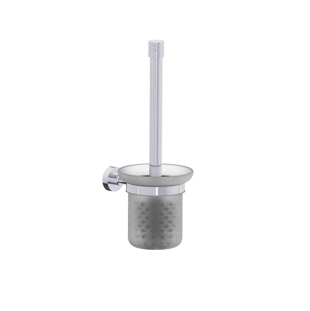 Kartners - OSLO - Wall Mounted Toilet Brush Set with Frosted Glass-Polished Chrome - Polished Chrome