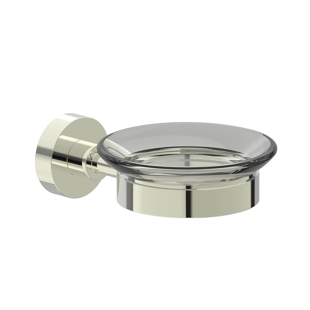 Kartners - OSLO - Wall Mounted Soap Dish with Chrome Glass-Polished Nickel - Polished Nickel