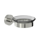 Kartners - OSLO - Wall Mounted Soap Dish with Chrome Glass-Brushed Nickel - Brushed Nickel