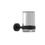 Kartners - OSLO - Wall Mounted Bathroom Tumbler & Toothbrush Holder with Chrome Glass-Matte Black - Matte Black