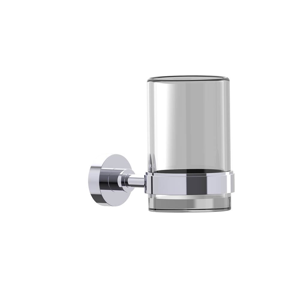 Kartners - OSLO - Wall Mounted Bathroom Tumbler & Toothbrush Holder with Chrome Glass-Polished Chrome - Polished Chrome