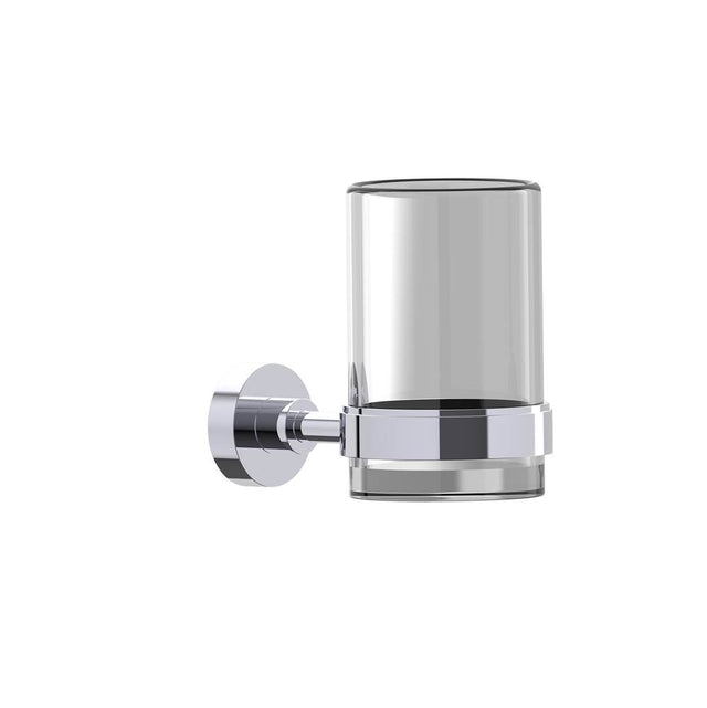Kartners - OSLO - Wall Mounted Bathroom Tumbler & Toothbrush Holder with Chrome Glass-Polished Chrome - Polished Chrome