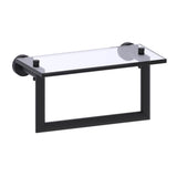 Kartners - OSLO - 10-inch Glass Shelf with Towel Rail-Matte Black - Matte Black