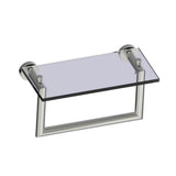 Kartners - OSLO - 10-inch Glass Shelf with Towel Rail-Brushed Nickel - Brushed Nickel