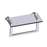 Kartners - OSLO - 10-inch Glass Shelf with Towel Rail Solid Back-Polished Chrome - Polished Chrome