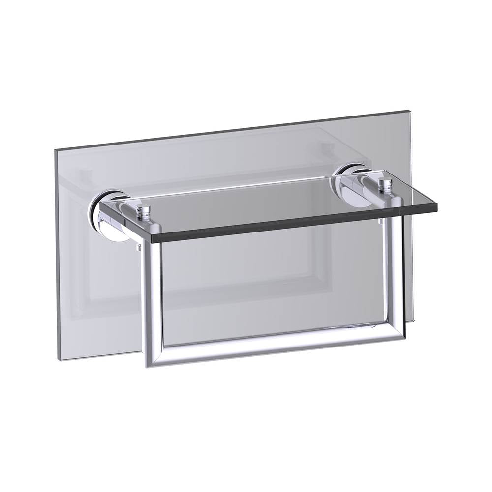 Kartners - OSLO - 10-inch Glass Shelf with Towel Rail Through Glass-Polished Chrome - Polished Chrome