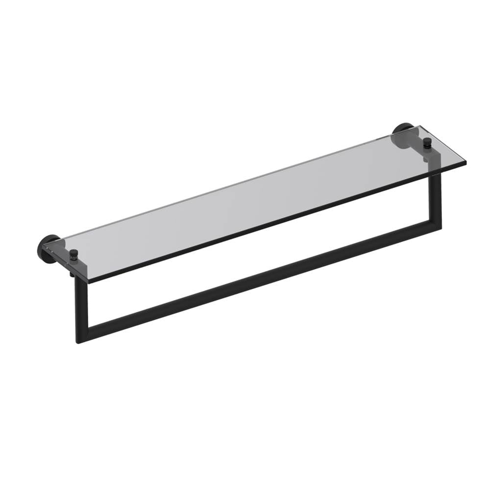 Kartners - OSLO - 24-inch Glass Shelf with Towel Rail-Matte Black - Matte Black