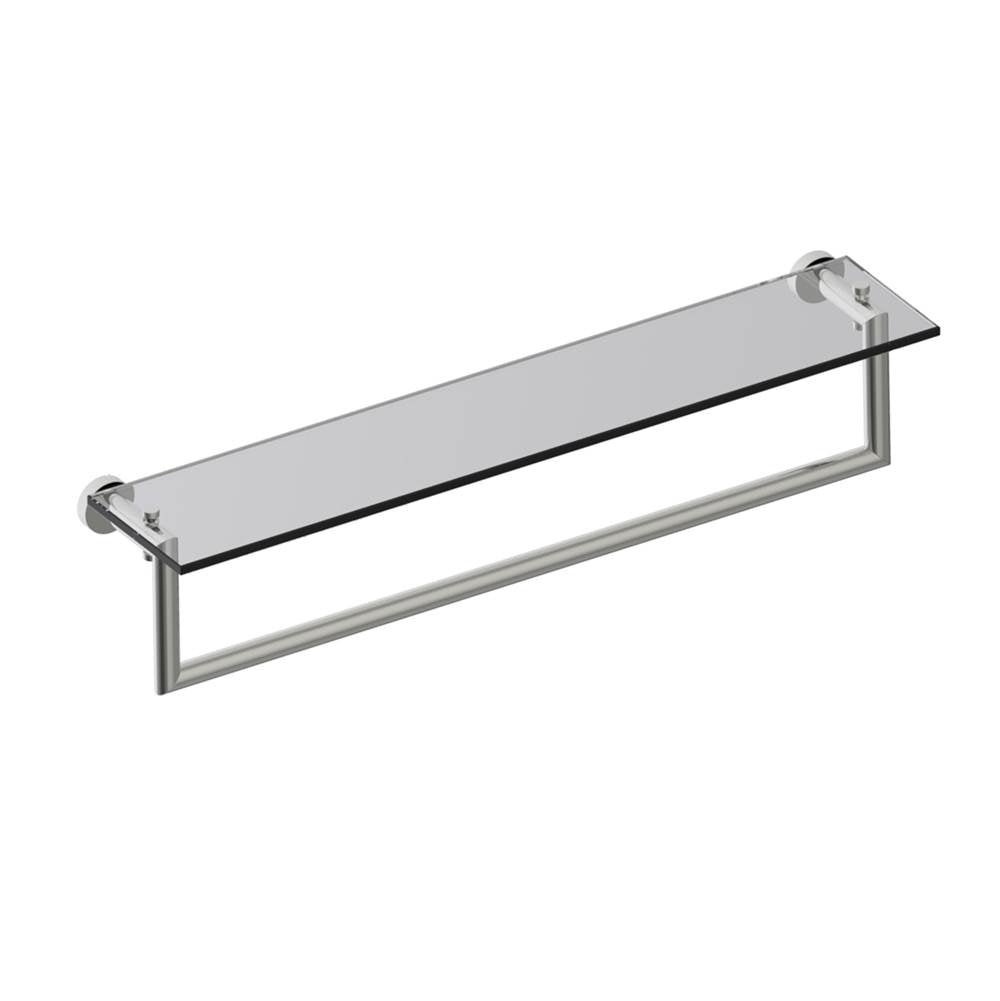Kartners - OSLO - 24-inch Glass Shelf with Towel Rail-Polished Nickel - Polished Nickel
