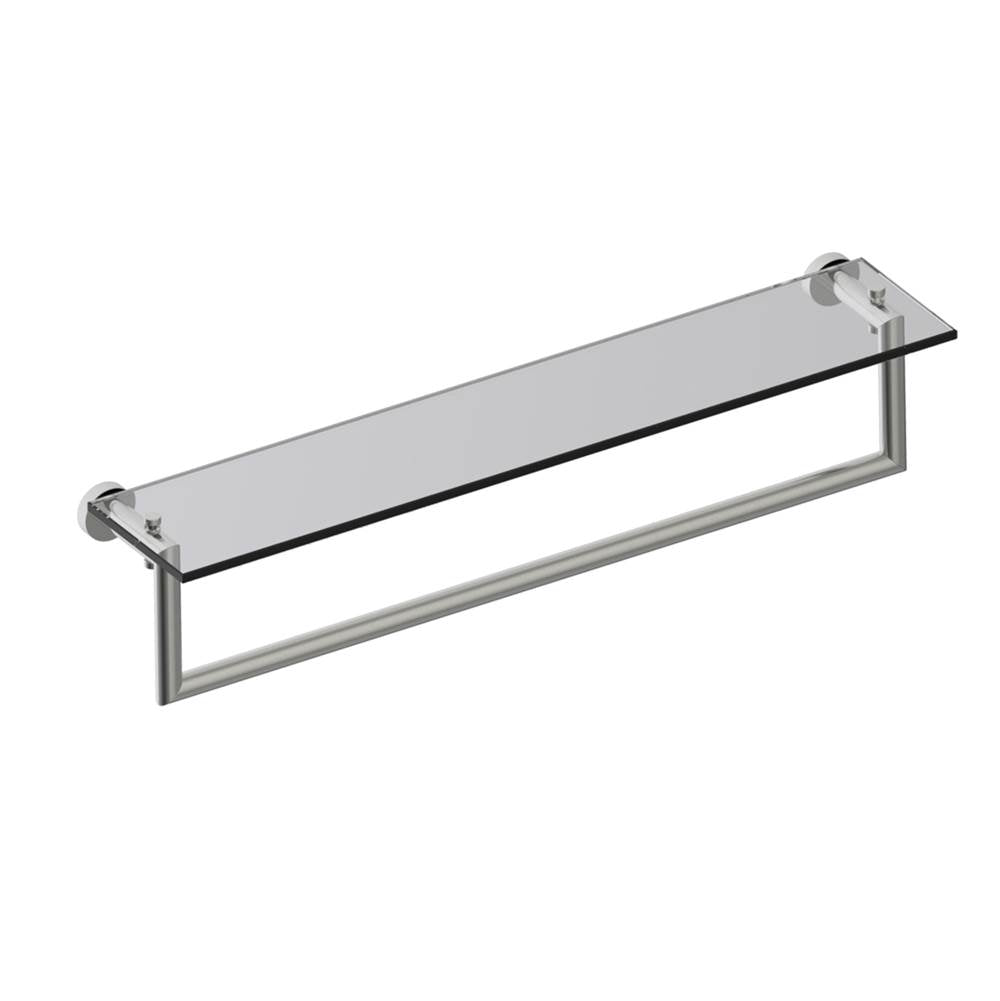Kartners - OSLO - 24-inch Glass Shelf with Towel Rail-Brushed Nickel - Brushed Nickel