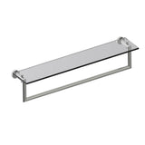 Kartners - OSLO - 24-inch Glass Shelf with Towel Rail-Brushed Nickel - Brushed Nickel