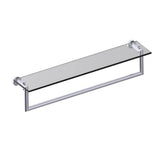 Kartners - OSLO - 24-inch Glass Shelf with Towel Rail-Unlacquered Brass - Unlaquered Brass