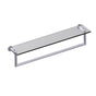 Kartners - OSLO - 24-inch Glass Shelf with Towel Rail-Unlacquered Brass - Unlaquered Brass