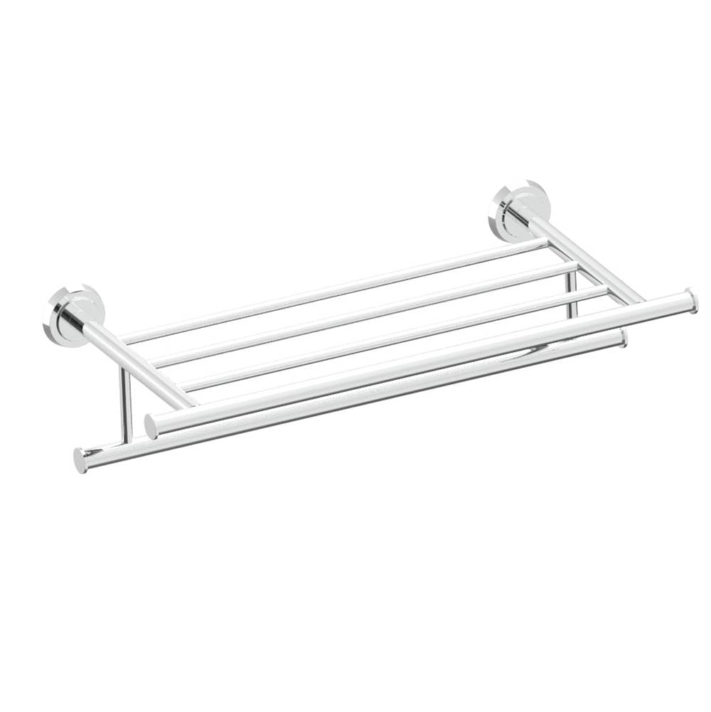 Kartners - SOFIA - 21-inch Towel Shelf with Bathroom Towel Bar-Polished Nickel - Polished Nickel
