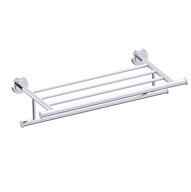 Kartners - SOFIA - 21-inch Towel Shelf with Bathroom Towel Bar-Polished Chrome - Polished Chrome