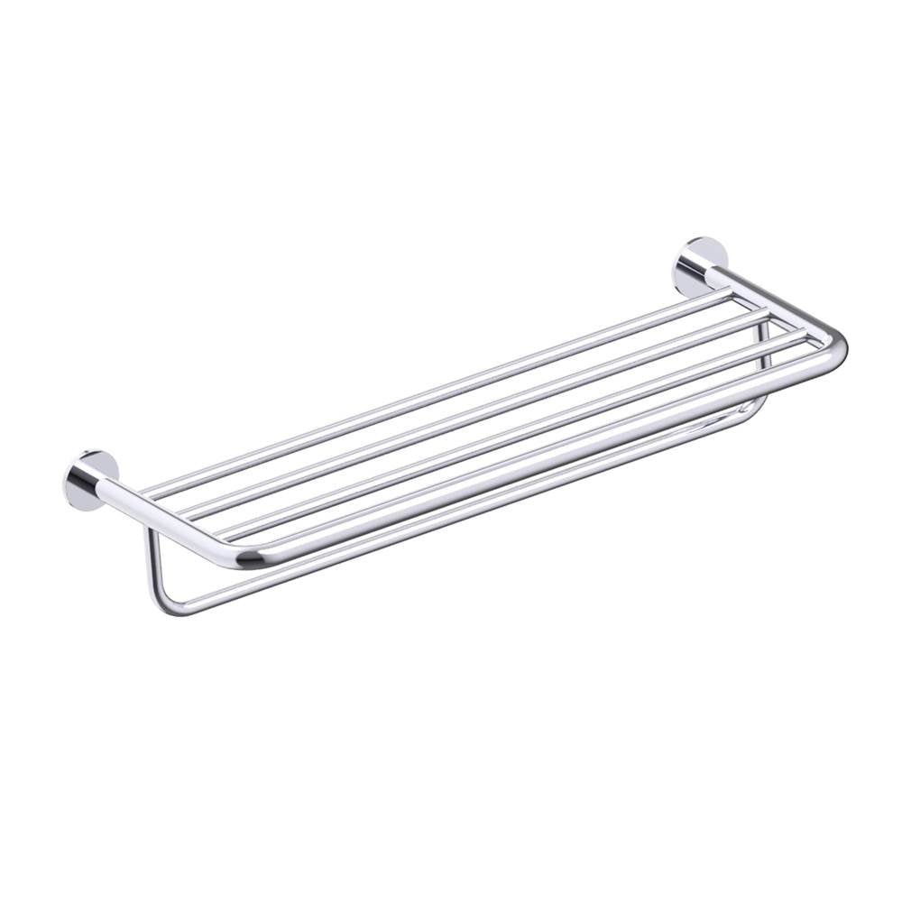 Kartners - NICE -  Towel Shelf with Bathroom Towel Bar-Polished Chrome - Polished Chrome