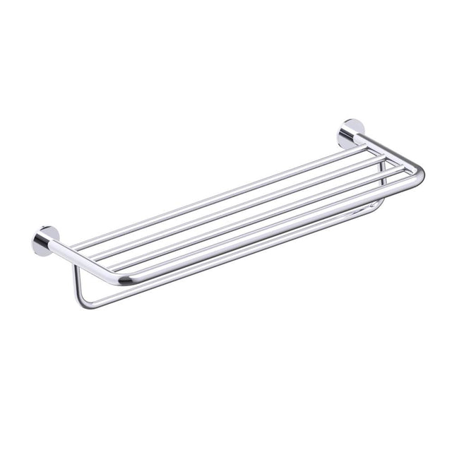 Kartners - NICE -  Towel Shelf with Bathroom Towel Bar-Polished Chrome - Polished Chrome