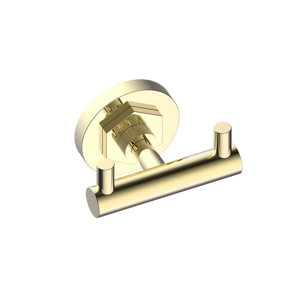 Kartners - WINDSOR - Double Prong Robe Hook-Unlacquered Brass - Unlacquered Brass