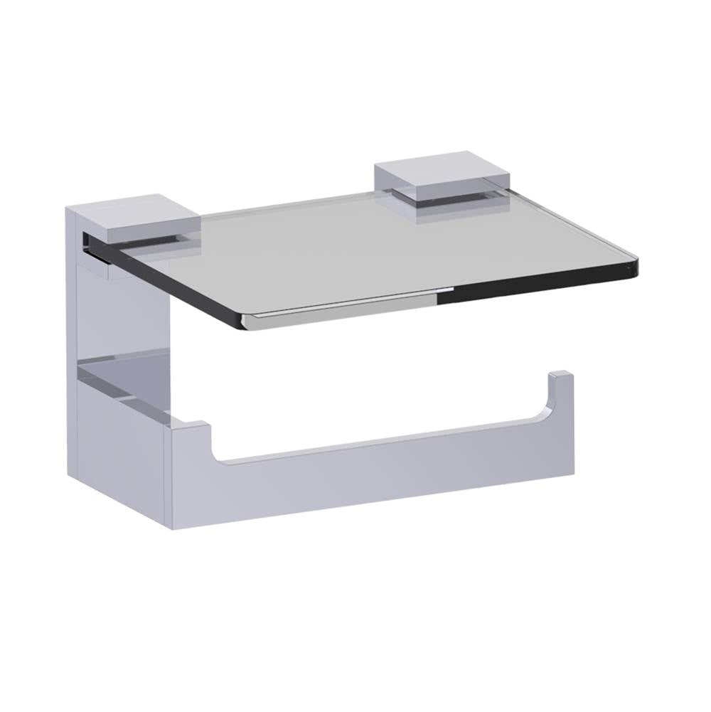 Kartners - BERLIN - Toilet Paper Holder with Glass Shelf-Polished Chrome - Polished Chrome