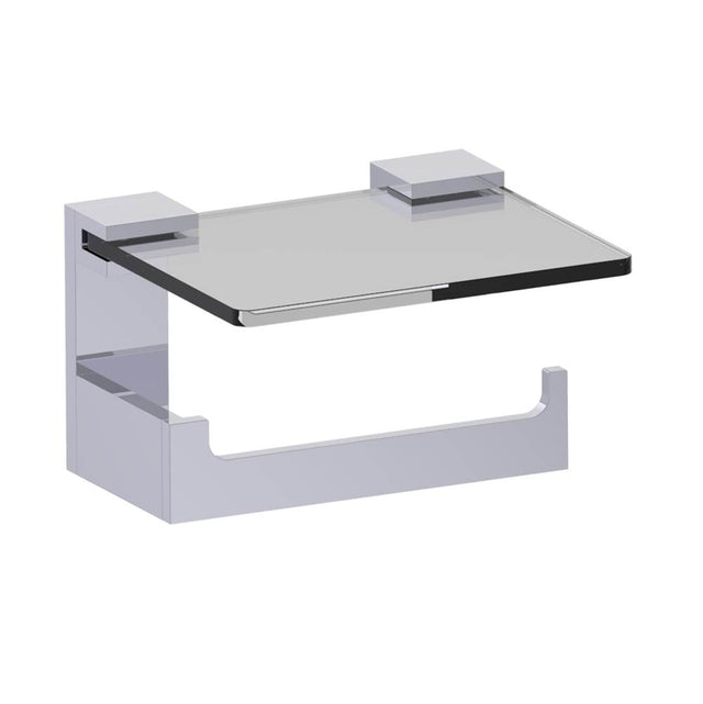 Kartners - BERLIN - Toilet Paper Holder with Glass Shelf-Polished Chrome - Polished Chrome