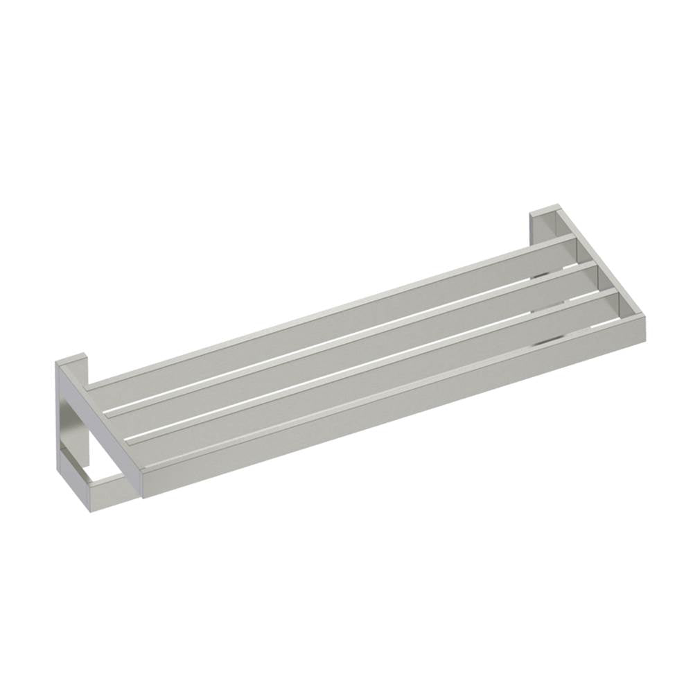 Kartners - BERLIN - Towel Shelf with Bathroom Towel Bar-Brushed Nickel - Brushed Nickel