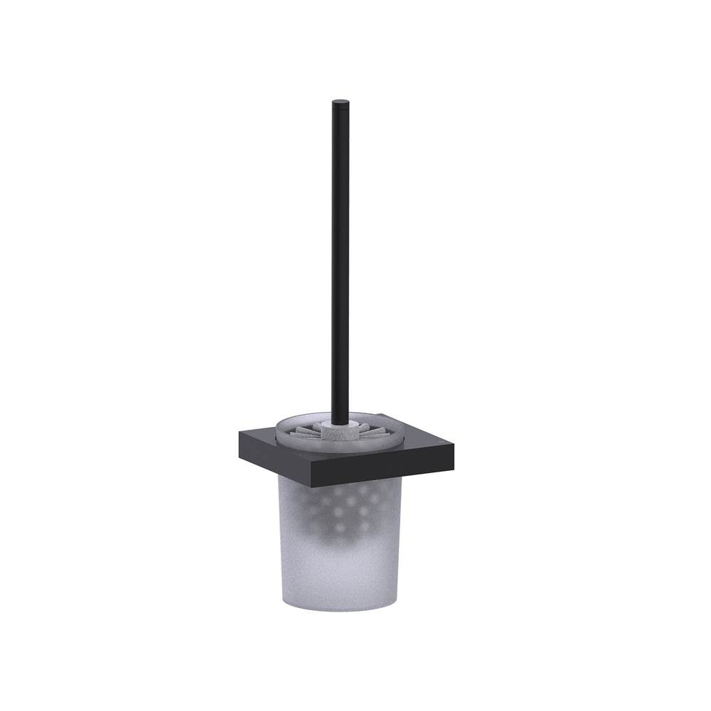 Kartners - BERLIN - Wall Mounted Toilet Brush Set with Frosted Glass-Matte Black - Matte Black