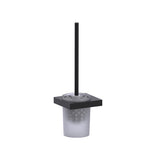 Kartners - BERLIN - Wall Mounted Toilet Brush Set with Frosted Glass-Matte Black - Matte Black