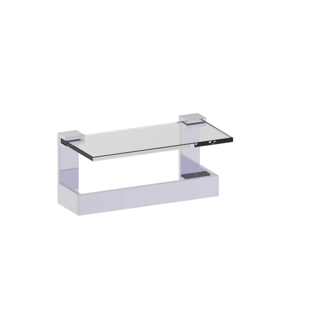Kartners - BERLIN - 10-inch Glass Shelf with Bathroom Towel Bar-Polished Chrome - Polished Chrome