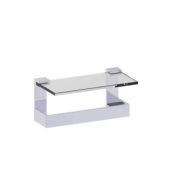 Kartners - BERLIN - 10-inch Glass Shelf with Bathroom Towel Bar-Polished Chrome - Polished Chrome