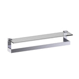 Kartners - BERLIN - 24-inch Frosted Glass Shelf with Bathroom Towel Bar-Polished Chrome - Polished Chrome