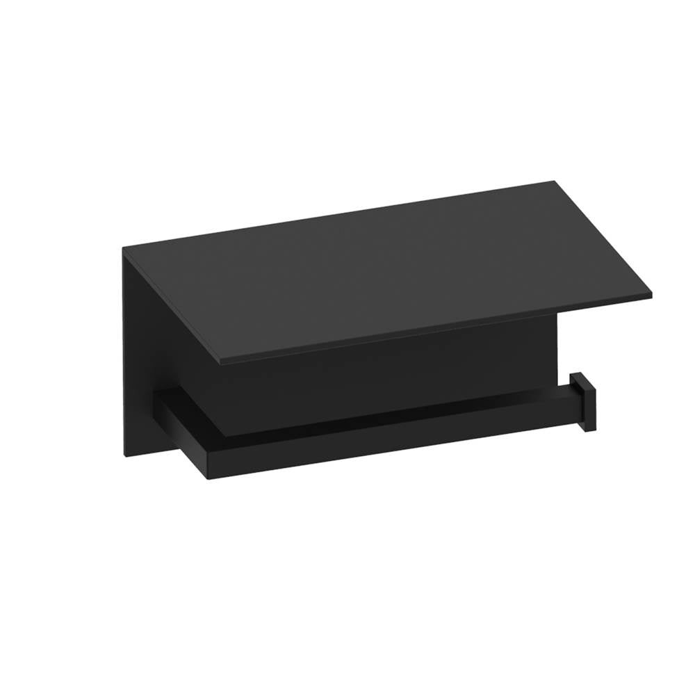 Kartners - LONDON - Toilet Paper Holder with Shelf-Matte Black - Matte Black
