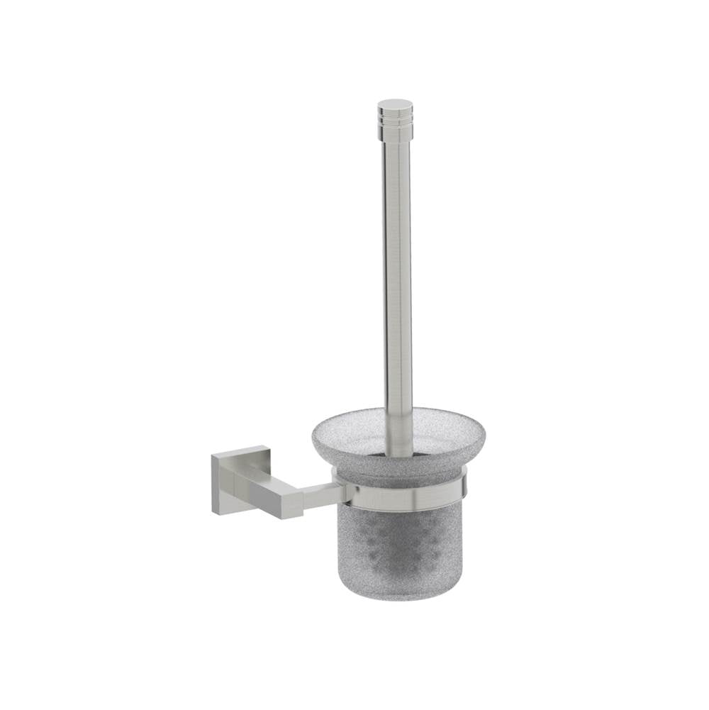 Kartners - LONDON - Wall Mounted Toilet Brush Set with Frosted Glass-Brushed Nickel - Brushed Nickel