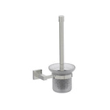 Kartners - LONDON - Wall Mounted Toilet Brush Set with Frosted Glass-Brushed Nickel - Brushed Nickel