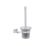 Kartners - LONDON - Wall Mounted Toilet Brush Set with Frosted Glass-Polished Chrome - Polished Chrome