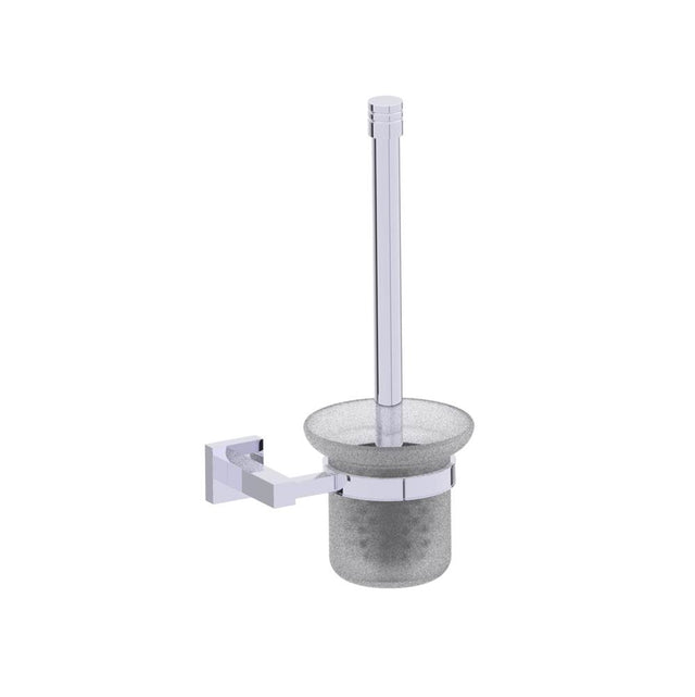 Kartners - LONDON - Wall Mounted Toilet Brush Set with Frosted Glass-Polished Chrome - Polished Chrome
