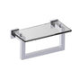 Kartners - LONDON - 10-inch Glass Shelf with Bathroom Towel Bar-Polished Chrome - Polished Chrome
