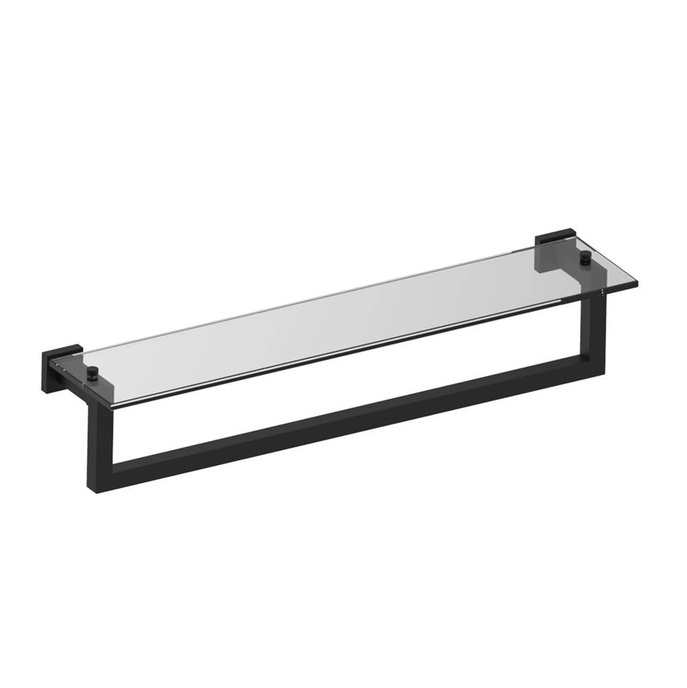 Kartners - LONDON - Glass Shelf with 24-inch Bathroom Towel Bar-Matte Black - Matte Black