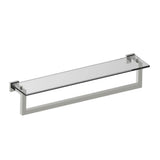 Kartners - LONDON - Glass Shelf with 24-inch Bathroom Towel Bar-Brushed Nickel - Brushed Nickel