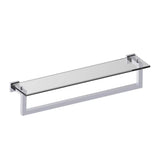 Kartners - LONDON - Glass Shelf with 24-inch Bathroom Towel Bar-Polished Chrome - Polished Chrome