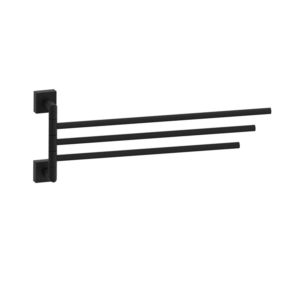 Kartners - MADRID - 16-inch Triple Towel Holder - Swivel-Matte Black - Matte Black