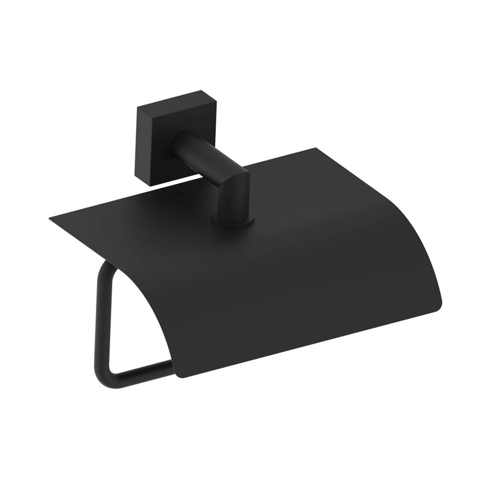 Kartners - MADRID - Classic Toilet Paper Holder with Cover-Matte Black - Matte Black