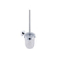 Kartners - MADRID - Wall Mounted Toilet Brush Set with Frosted Glass-Polished Chrome - Polished Chrome