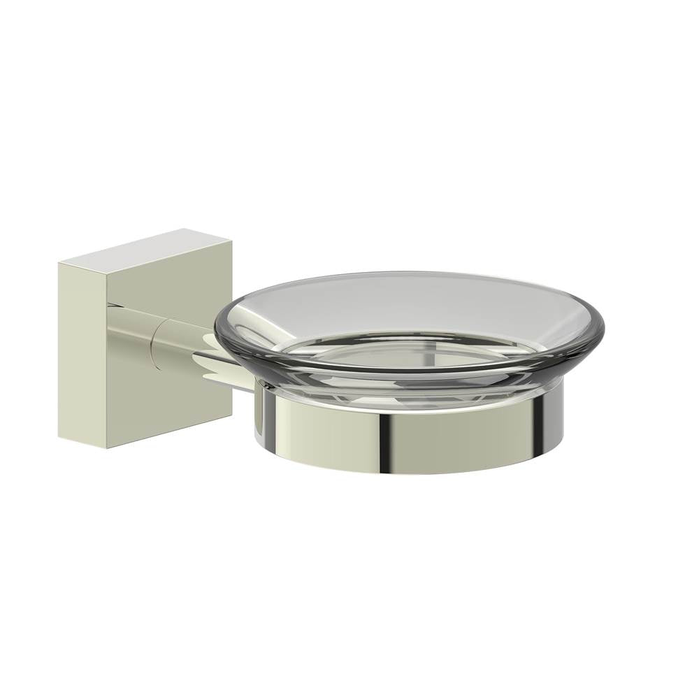 Kartners - MADRID - Wall Mounted Soap Dish with Frosted Glass-Polished Nickel - Polished Nickel