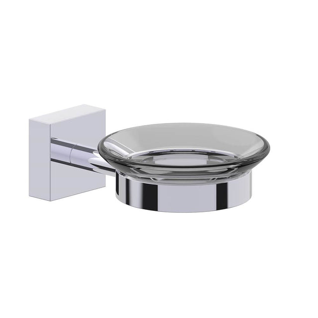 Kartners - MADRID - Wall Mounted Soap Dish with Frosted Glass-Polished Chrome - Polished Chrome