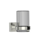 Kartners - MADRID - Wall Mounted Bathroom Tumbler Cup & Toothbrush Holder with Frosted Glass-Brushed Nickel - Brushed Nickel