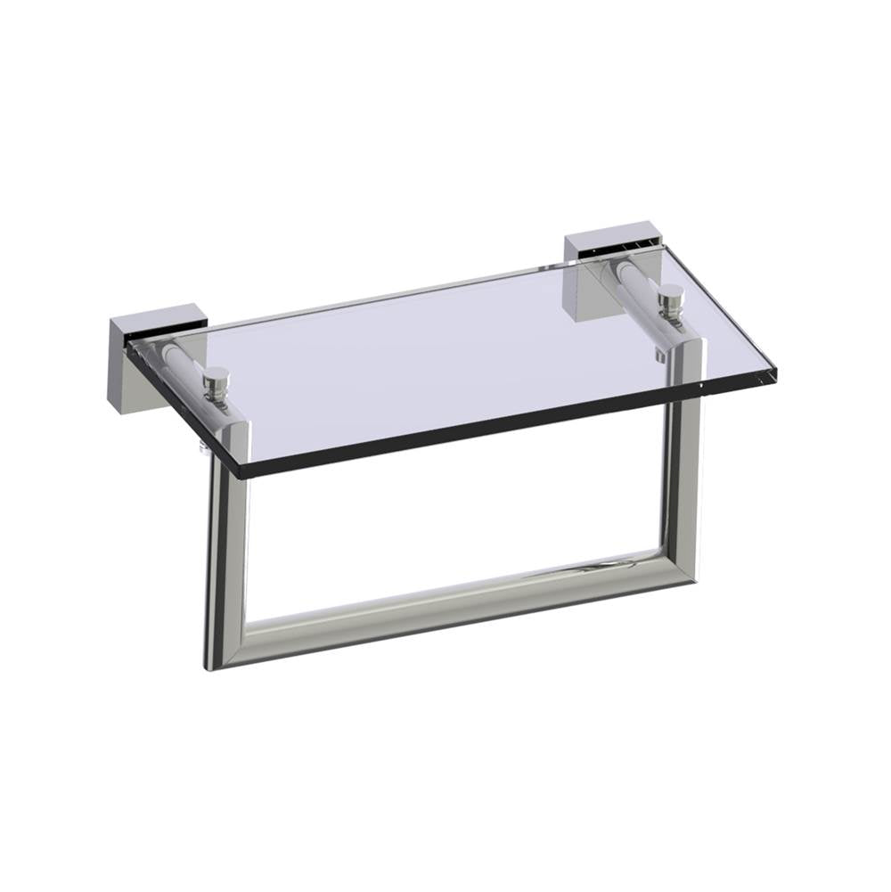 Kartners - MADRID - 10-inch Glass Shelf  with Towel Rail-Polished Nickel - Polished Nickel