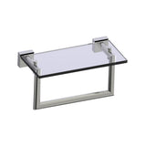 Kartners - MADRID - 10-inch Glass Shelf  with Towel Rail-Polished Nickel - Polished Nickel