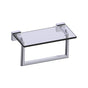 Kartners - MADRID - 10-inch Glass Shelf  with Towel Rail-Polished Chrome - Polished Chrome
