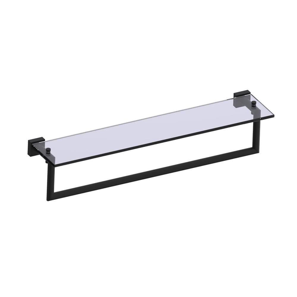 Kartners - MADRID -  24-inch Glass Shelf  with Towel Rail-Matte Black - Matte Black